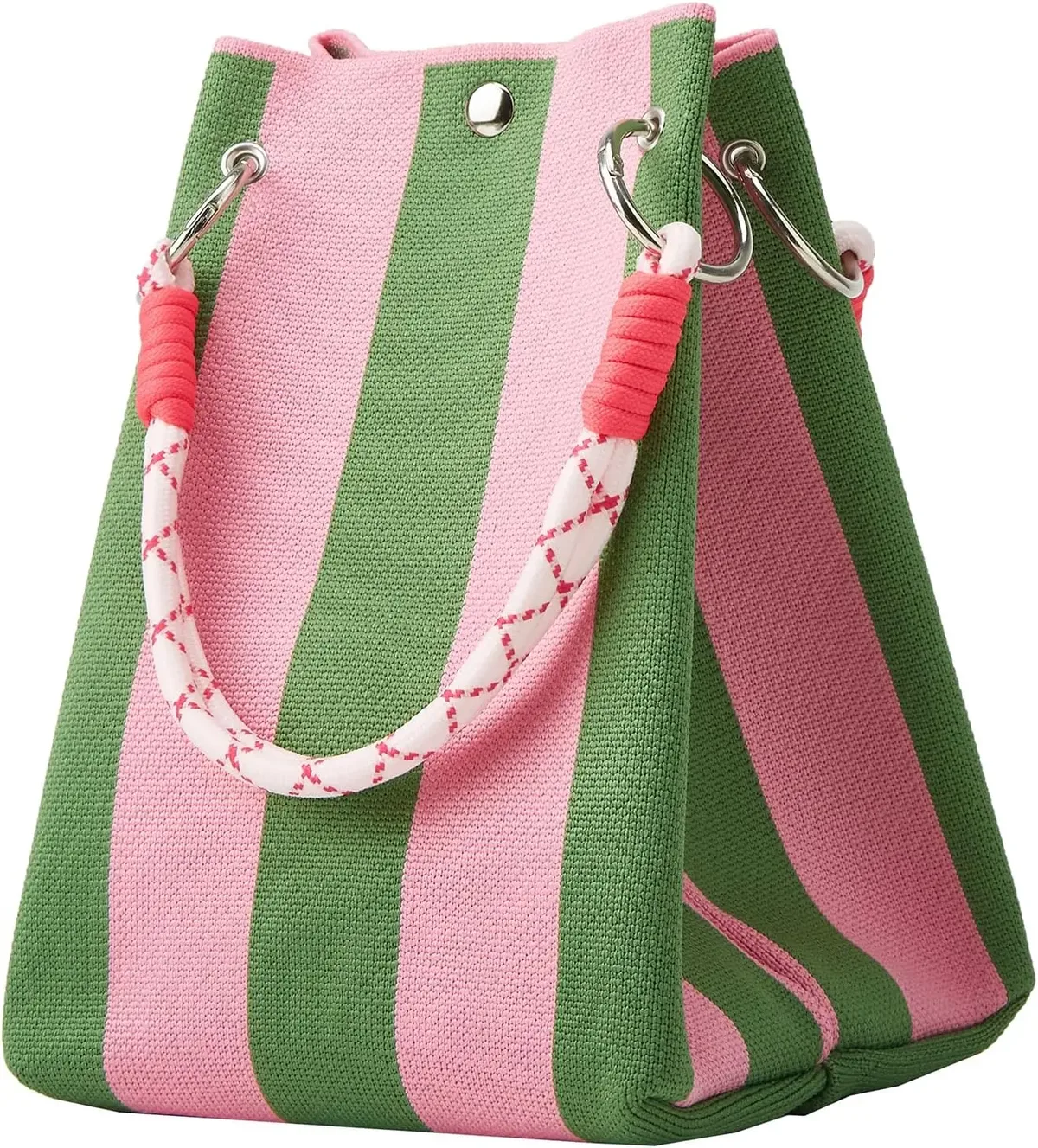 mini sac fourre-tout en tricot style coréen pour femme, sac à main en crochet rayé, sac à bandoulière léger pour l'été, pour les vacances