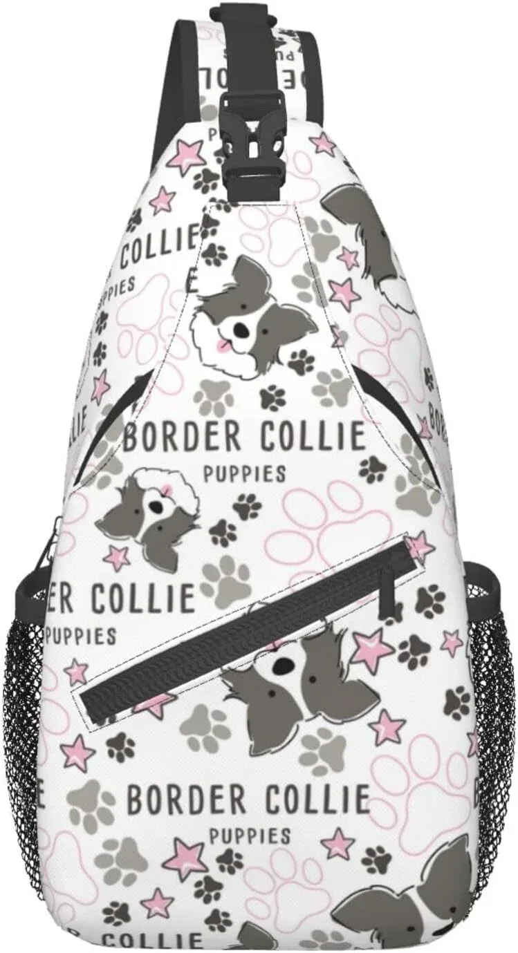 sac dos polyester motif chien floral petit format bandoulière poches extérieures voyage jour randonnée