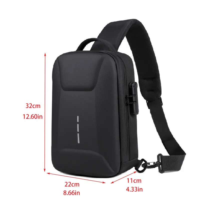 sacs de poitrine antivol à serrure à combinaison avec port de chargement usb, sac à bandoulière de mode pour hommes d'affaires, sac à bandoulière de rangement de voyage