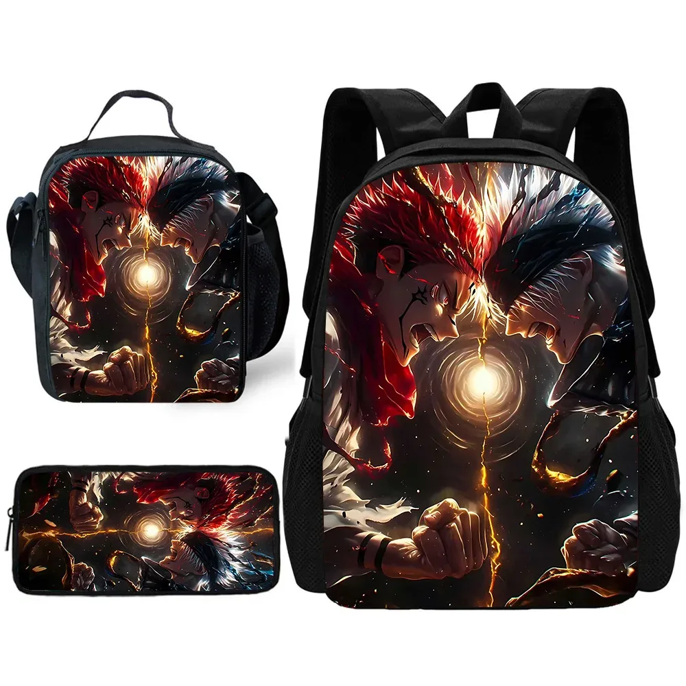 sac à dos d'école pour enfants, anime j-jujutsus k-kaisens, avec sacs à déjeuner, sacs à crayons, sacs d'école pour garçons et filles, meilleur cadeau