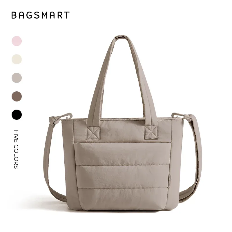 bagsmart sac fourre-tout rembourré pour femme, sac à bandoulière simple, grande capacité, sac à bandoulière pour étudiant, sac à main d'extérieur décontracté