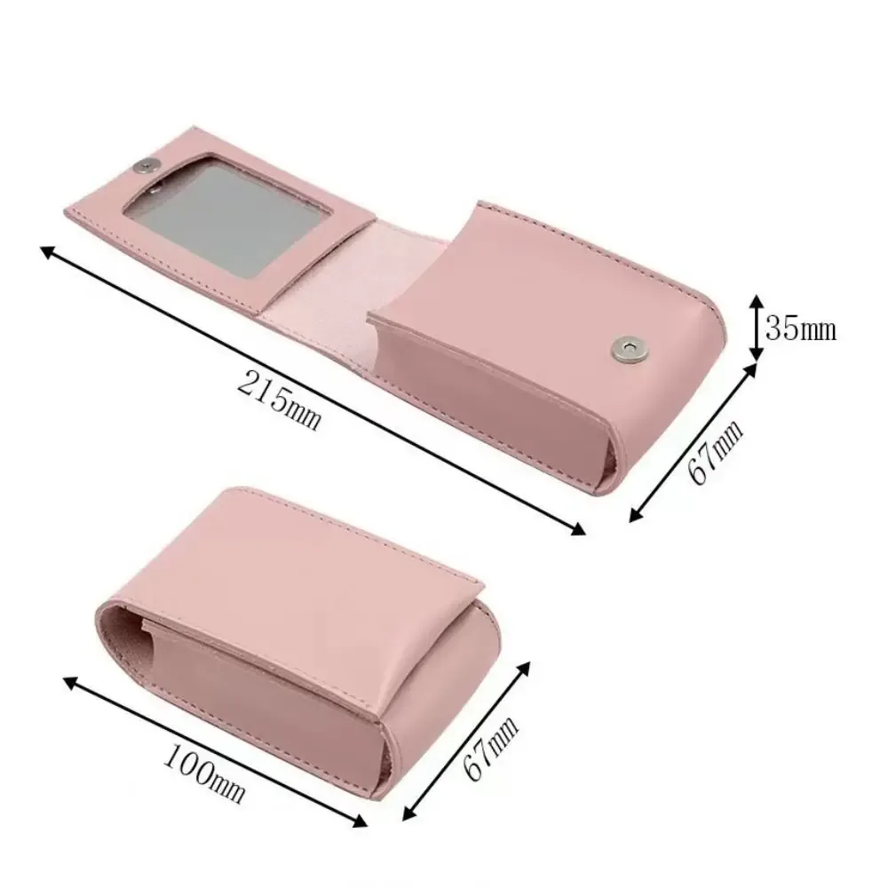 sac de rangement en pu pour rouge à lèvres et poudres, mini sac cosmétique avec miroir, trousse de maquillage portable pour femmes et filles