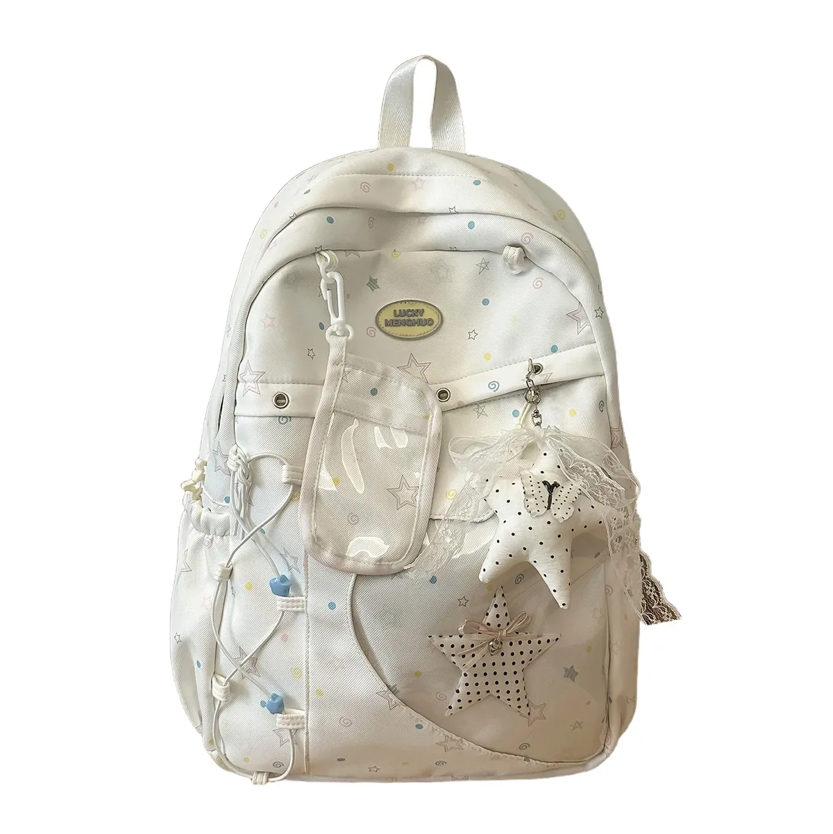 nouveau sac à dos étudiant grande capacité style japonais simple, sac de voyage en nylon imperméable imprimé étoiles, sac d'école