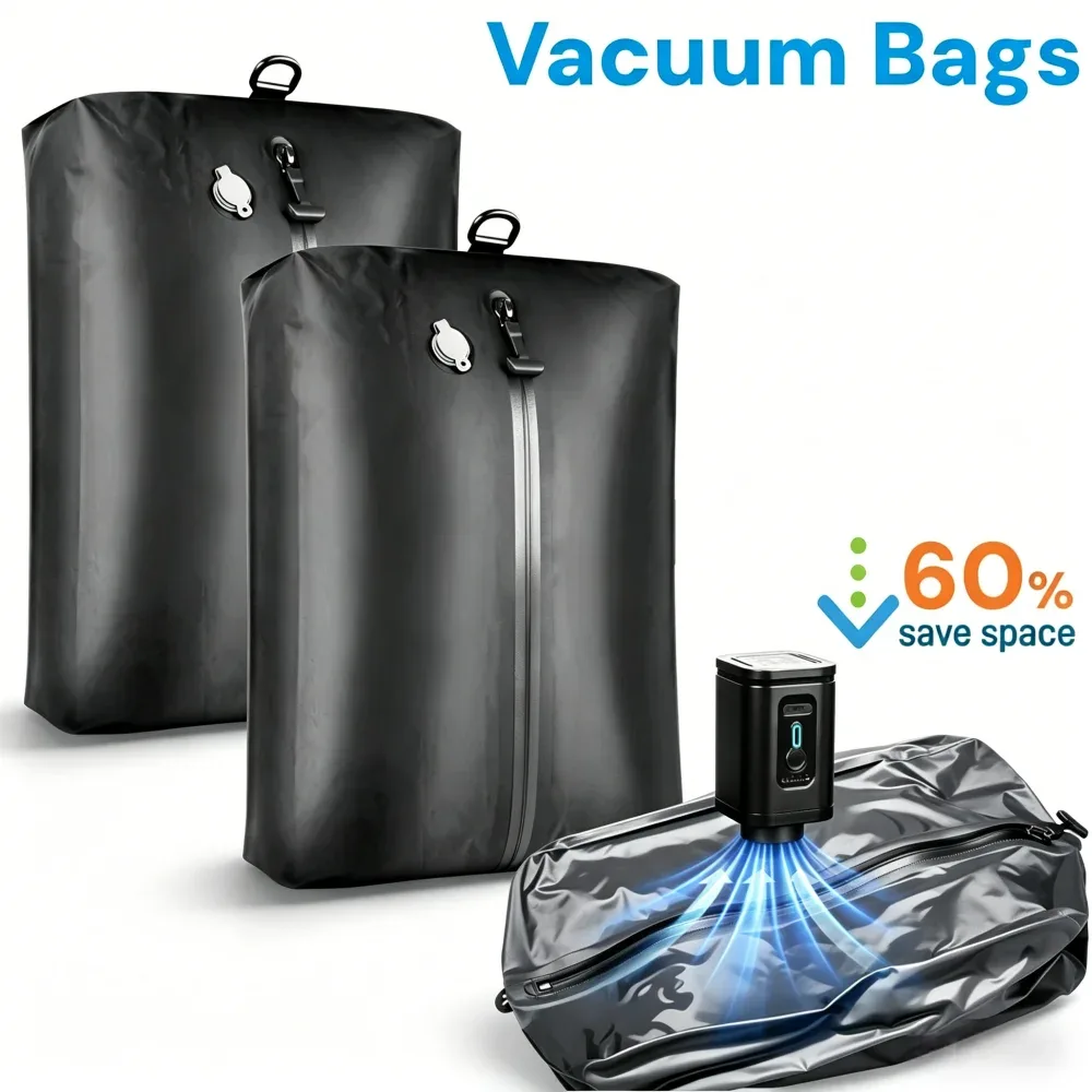 sacs de rangement sous vide pour voyage, sacs de compression pour bagages avec pompe à air, organiseurs de vêtements, cubes d'emballage