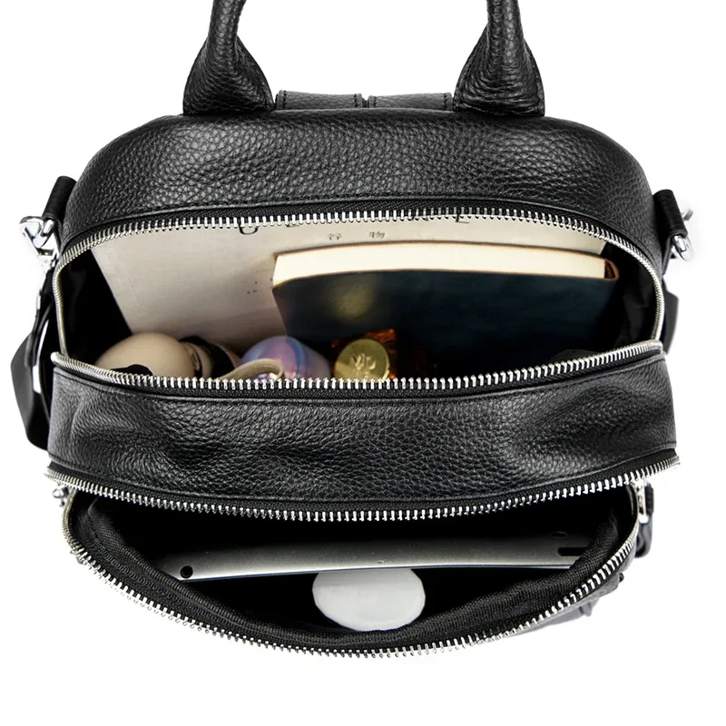 sac à dos en cuir véritable pour femmes, sac à dos décontracté pour filles, sac à dos pour dames, sacs à dos de voyage de grande capacité, sacs à dos en peau de vache
