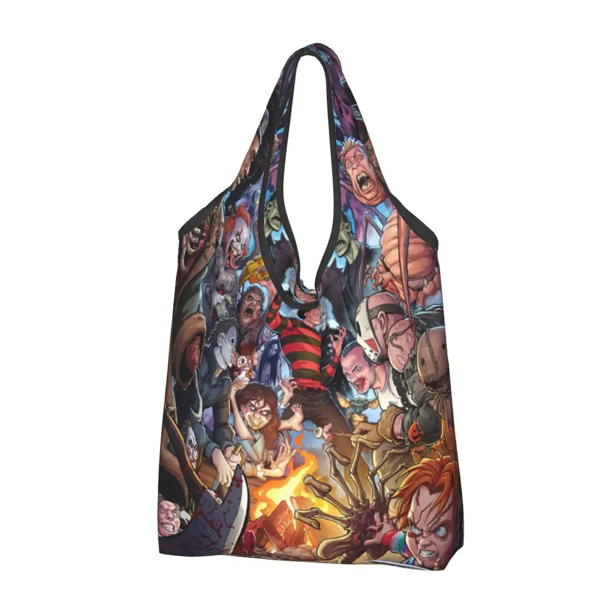 sac à provisions réutilisable personnalisé pour femme, sac fourre-tout portable, sacs d'épicerie, halloween, film d'horreur, rick