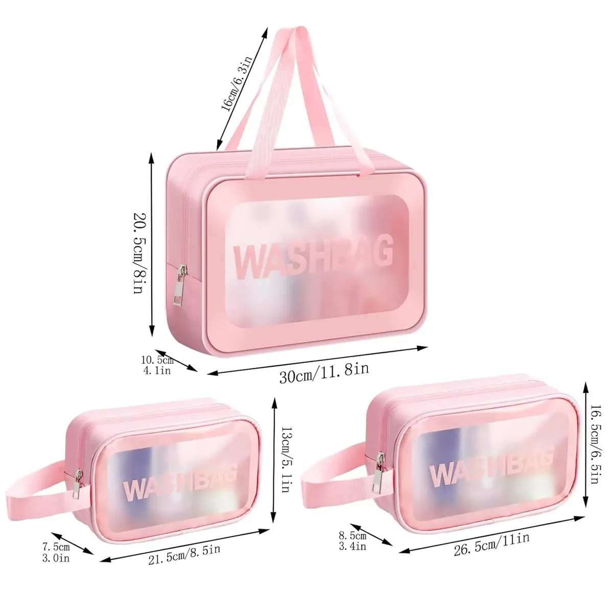 sac cosmétique 2 en 1, sac transparent pour soins de la peau, grande capacité, pvc semi-transparent givré, sac de rangement portable, pu 1/3 pièce