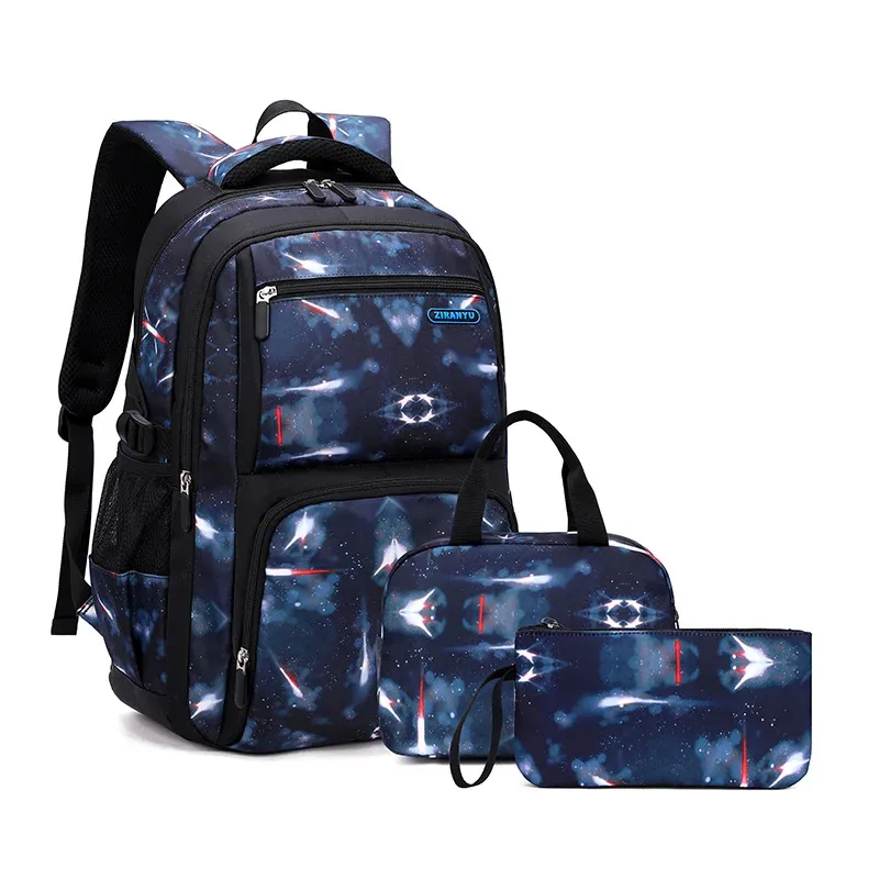 sac à dos grande capacité style ciel étoilé poisson naturel, sac à dos double épaule pour garçons du collège et du primaire, grande capacité