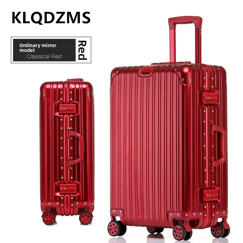 klqdzms valise de haute qualité tout en aluminium et alliage de magnésium boîte d'embarquement boîtier de chariot d'affaires pour hommes 20 "24" 26 "29 pouces bagages