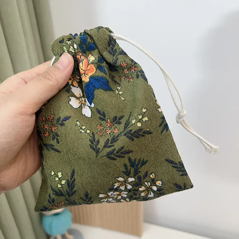 mini sac de rangement cosmétique à imprimé floral, sac de rouge à lèvres de maquillage wstring de proximité, petit gril, sac d'emballage de chaussettes de sous-vêtements de voyage
