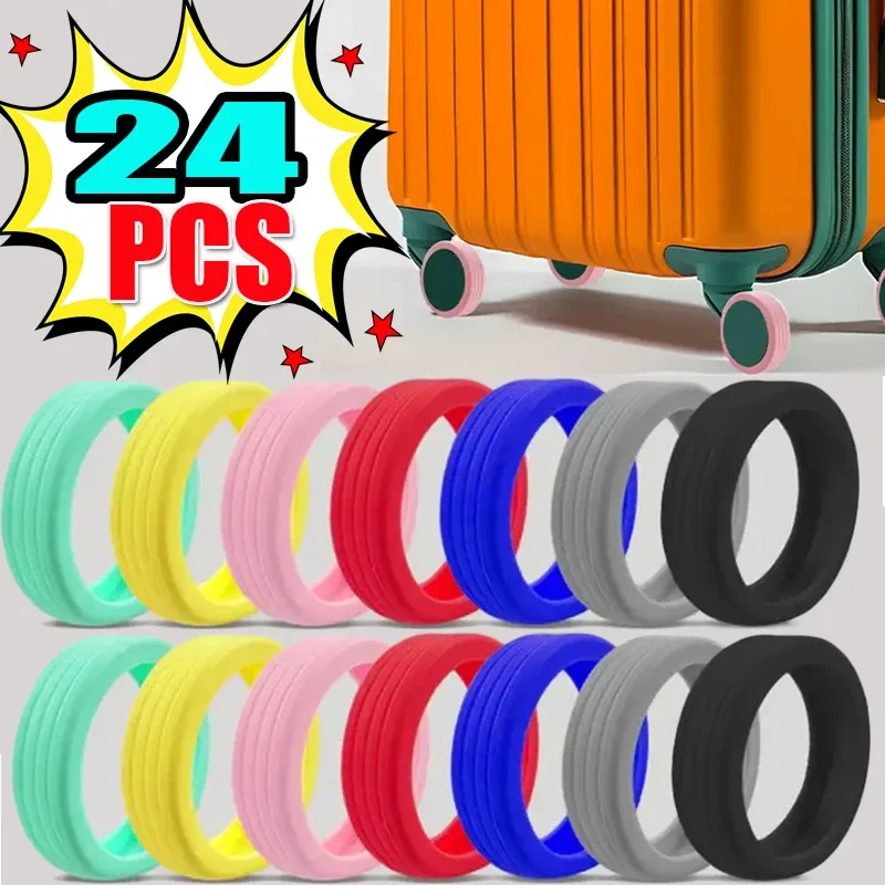 Protecteur de roues de bagages en Silicone, 4 à 24 pièces, roulettes, chaussures, valise de voyage, réduit le bruit, accessoires de couverture