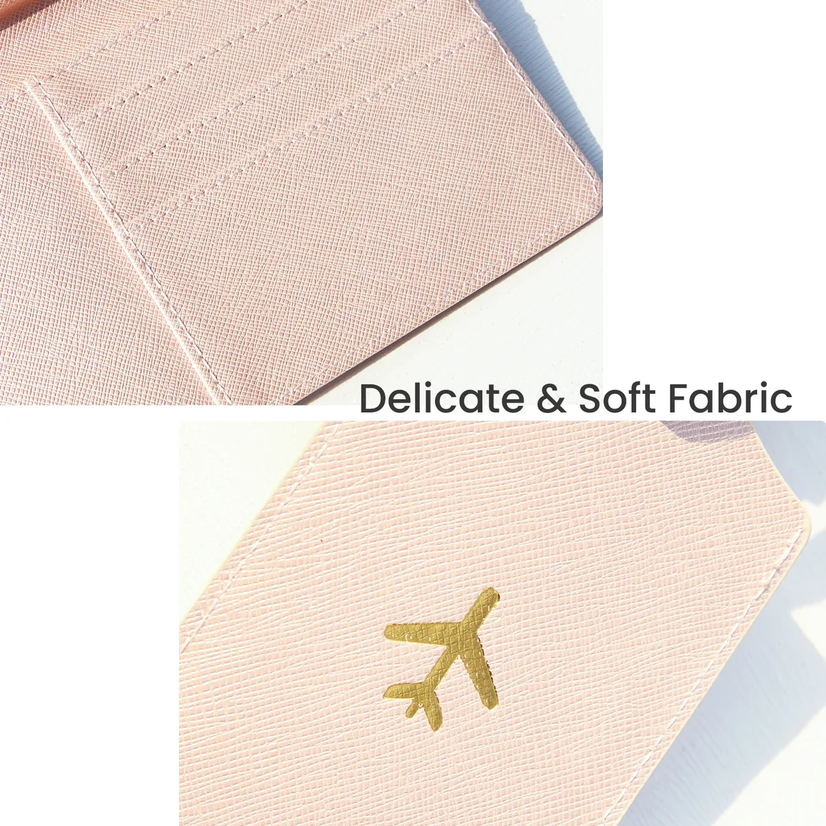 étiquette bagage simili cuir rose doré passeport motif avion accessoire voyage compartiment documents cartes identité
