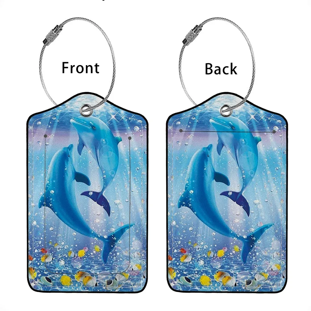 vente flash étiquette de bagage en cuir avec animaux mignons, étiquette d'adresse pour valise, étiquette d'embarquement pour bagage, clip d'identification avec nom et adresse