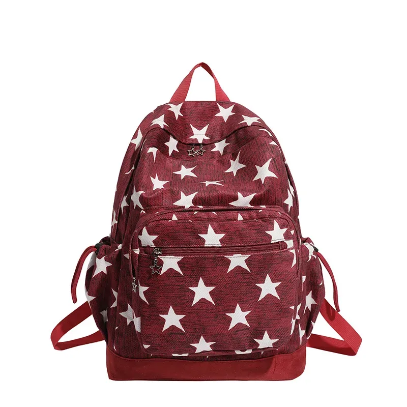 sacs à dos vintage grande capacité pour hommes, style grunge, tendance y2k, esthétique, avec lettres étoiles, simples et polyvalents, pour l'école et les femmes