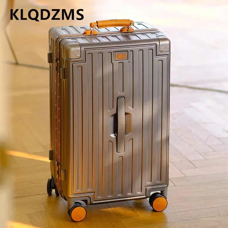 valise klqdzms de haute qualité, 28 pouces, grande capacité, cadre en aluminium, valise à roulettes, boîte de cabine 20 pouces, sac de voyage.
