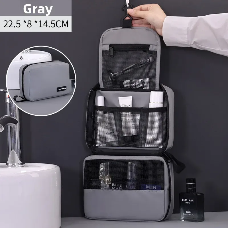 trousse de toilette pliable pour hommes, voyage d'affaires, plusieurs poches, étuis de maquillage cosmétiques, organisateur de rangement suspendu, sac de lavage