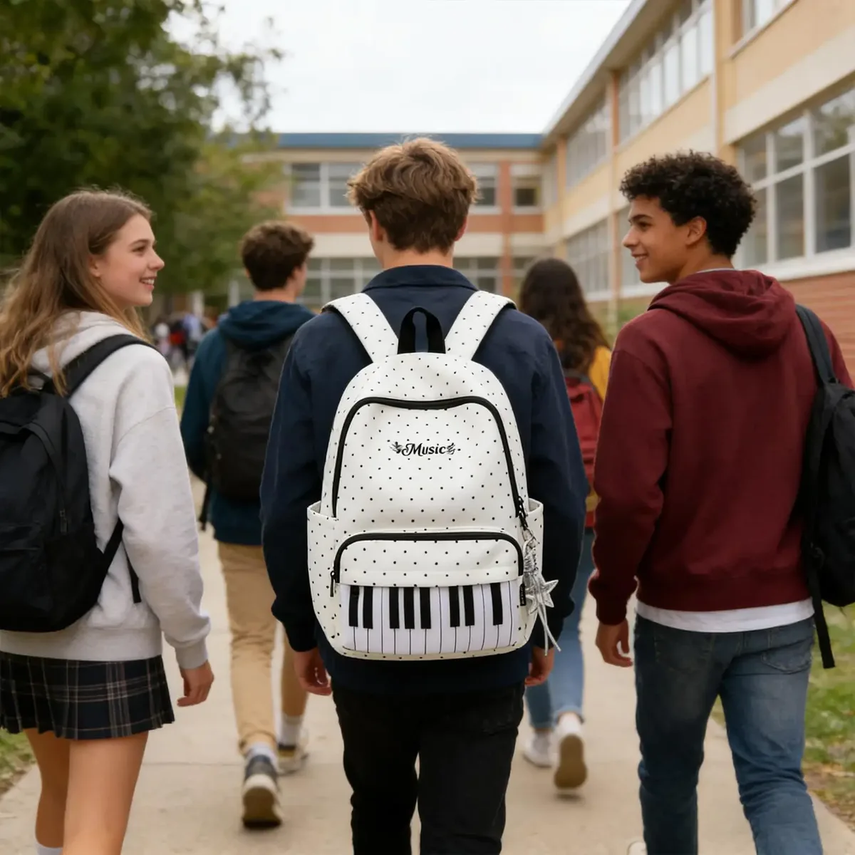 sac à dos de voyage imprimé piano, grande capacité, léger, pour ordinateur portable, randonnée, université, avion, étudiants, usage quotidien