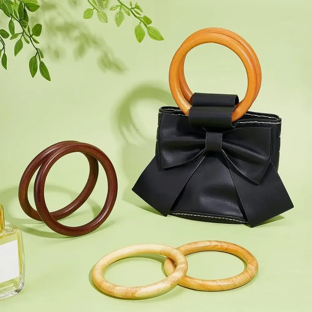 1/2 pièces poignées de sac rondes en bois, remplacements pour sacs à main faits main, sacs de plage, sacs à main et sacs à bandoulière