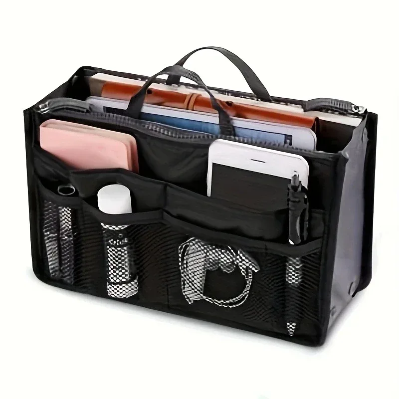 sac de rangement multifonctionnel à double fermeture éclair, grande capacité, pour maquillage et articles de toilette, sac de classification spacieux