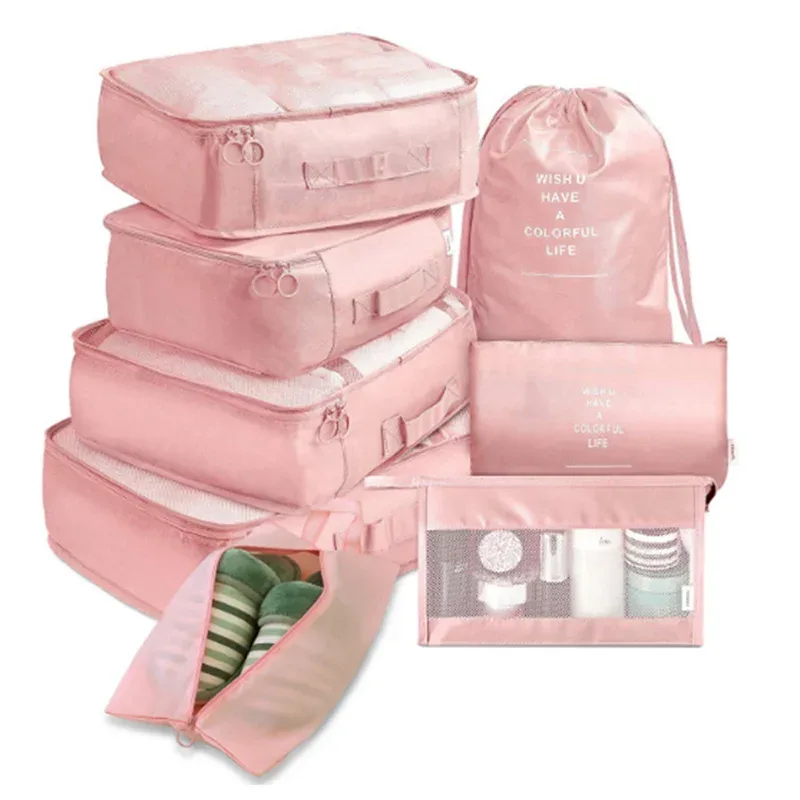 ensemble de 6/8 pièces, organisateur de voyage, sacs de rangement, valise, ensemble d'emballage, étuis de rangement, organisateur de bagages portables, pochette pour vêtements et chaussures