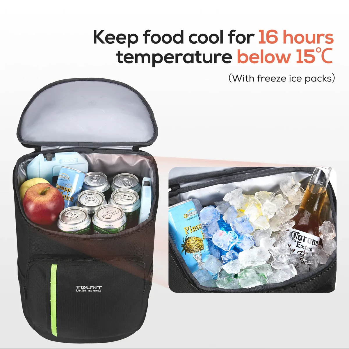 sac à dos isotherme tourit 30 litres pour bière, léger, imperméable, grand sac isotherme pour maintenir les aliments frais, sac à dos glacière, sac de plage