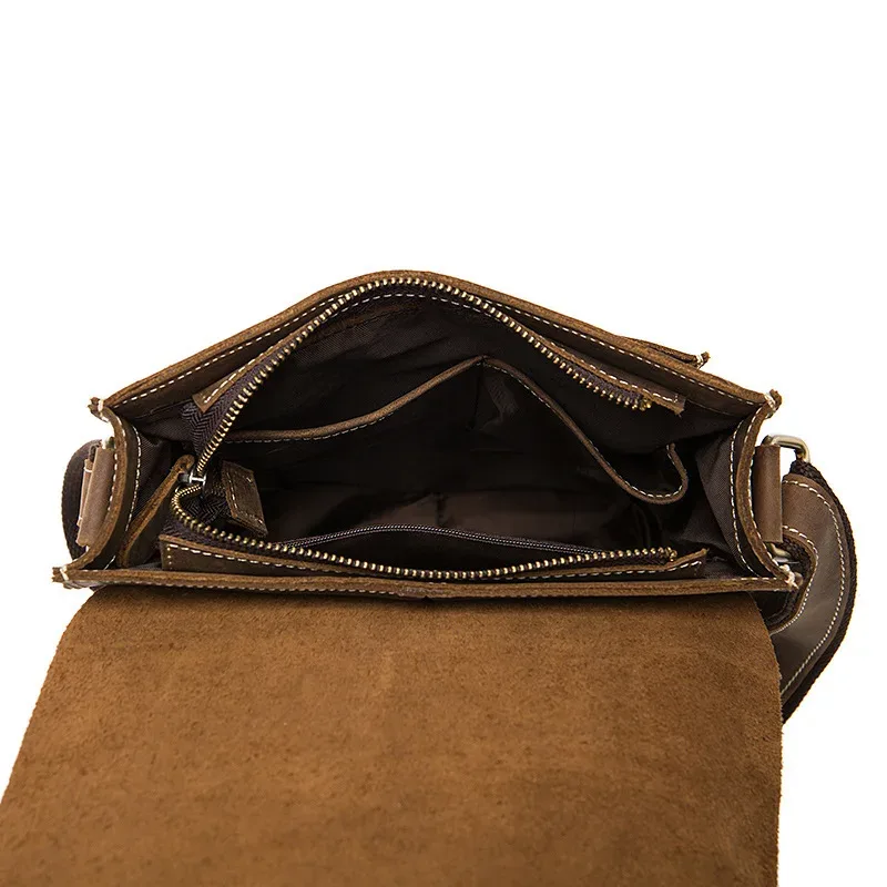 sac à main en cuir véritable pour hommes, fil fou cheval, sacs rétro mode, épaule vintage vache, sacoches, mallette d'affaires