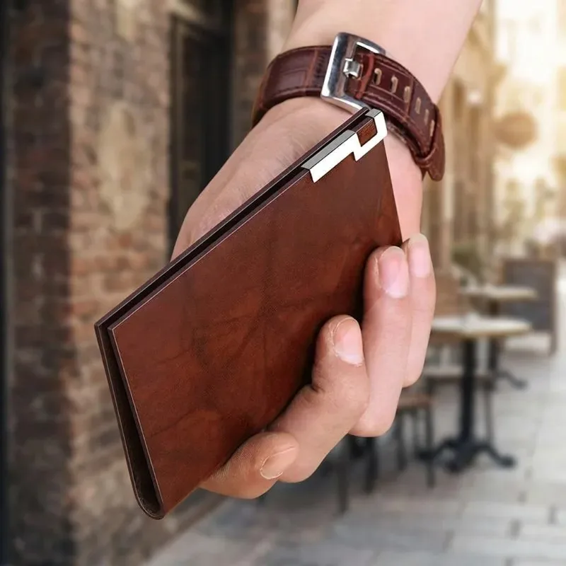 nouveau porte-cartes fin pour homme, en métal, multi-emplacements pour cartes d'identité, cartes de crédit, permis de conduire, organisateur ultra-fin, portable, de qualité supérieure