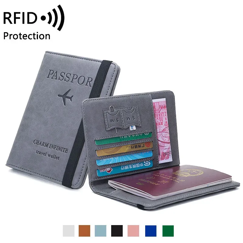 porte-passeport de voyage pour femmes et hommes, étui de protection rfid en cuir pu, porte-carte d'identité de crédit, portefeuille de protection pour billets