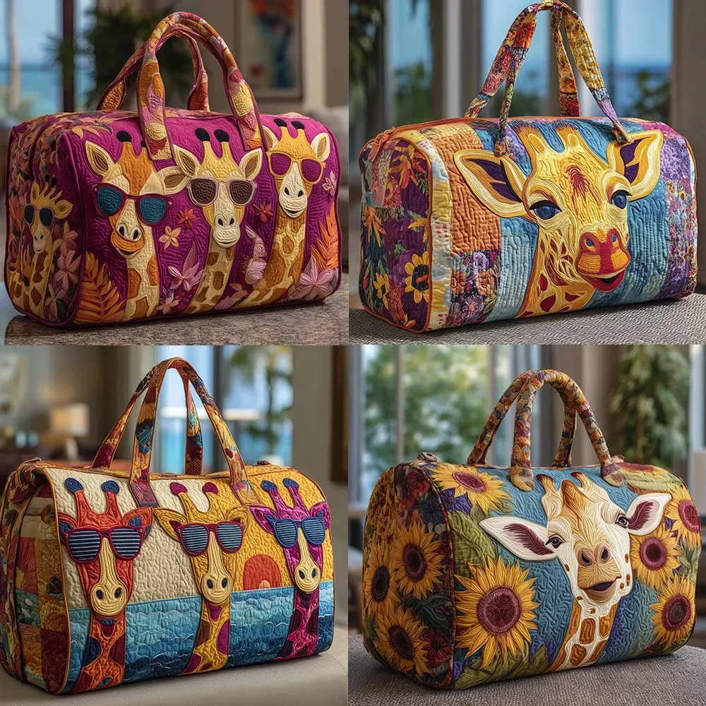 ‌ ‌ ‌ ‌ ‌ ‌ ‌ ‌ ‌ ‌ sac de voyage matelassé à imprimé girafe de dessin animé pour femmes et hommes, sac fourre-tout de week-end pour l'extérieur ‌ ‌ ‌ ‌ ‌ ‌ ‌ ‌ ‌ ‌ ‌