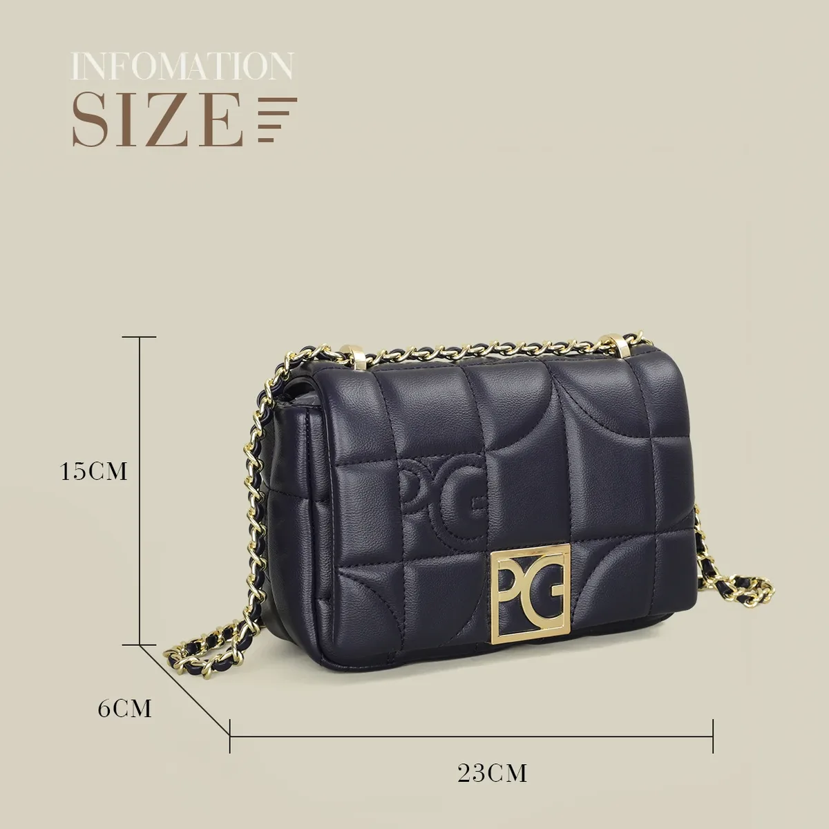 sac à bandoulière pg 2026 – sac à rabat simple et de haute qualité avec lettres brodées – sac bandoulière pour femme pour les trajets quotidiens
