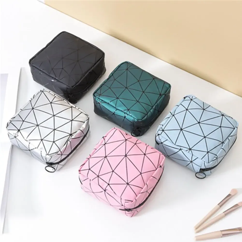 sac de rangement multifonction pour serviettes hygiéniques, motif losange, sacs de maquillage, support de poudres
