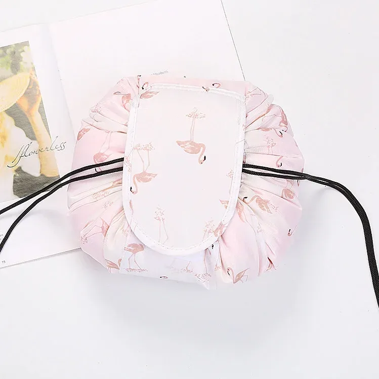sac à cosmétiques à cordon de serrage pour femmes, sac de rangement de voyage, sac de maquillage, organisateur, pochette de maquillage portable étanche, trousse de toilette et de beauté