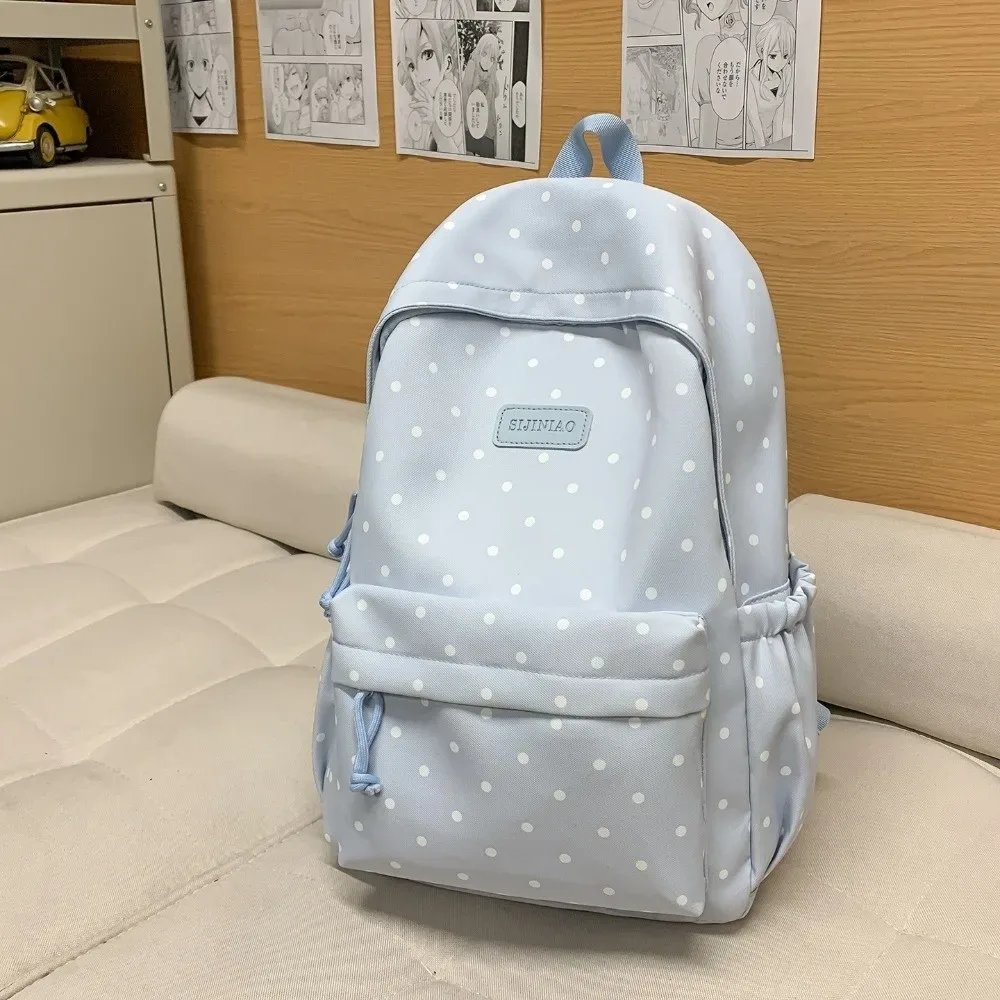 sac à dos quotidien à double bandoulière à pois, grande capacité, mignon, léger et durable, idéal pour les voyages, l'école et le bureau