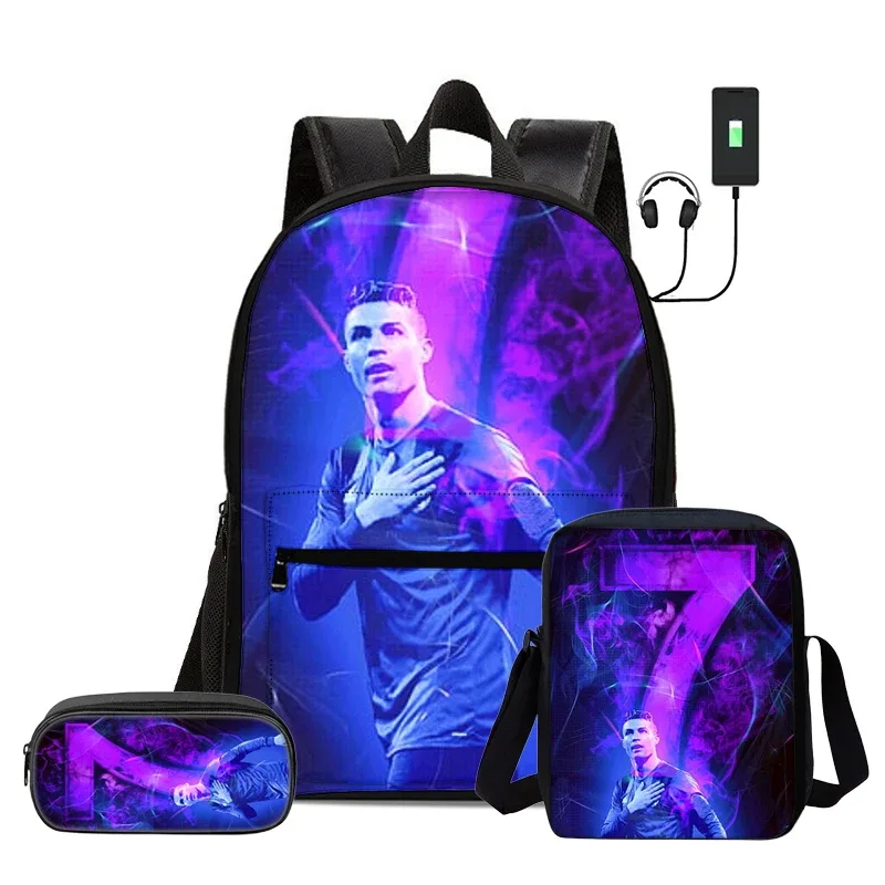 sac dos nylon motifs football noirs couleurs vivaces bandoulière arquée interface usb usage voyage