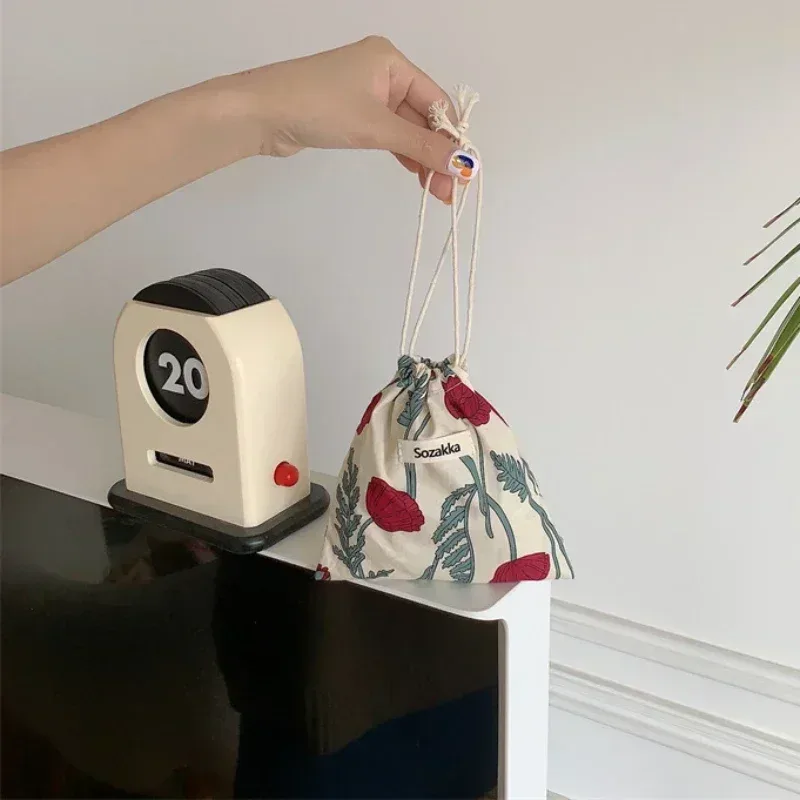 sac de rangement kawaii grill floral proximity wstring, sac à main cosmétique pour femmes, portefeuille de maquillage, petites poudres