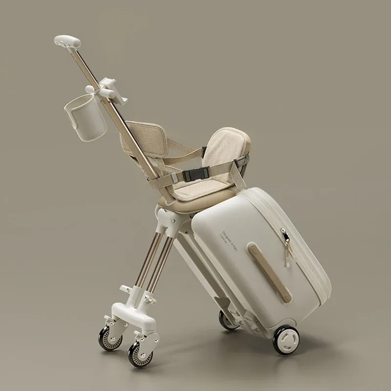 valise de voyage 2-en-1 détachable pour enfants avec fonction trotteur et chariot amovible – poussette porte-bébé 20 pouces avec siège intégré