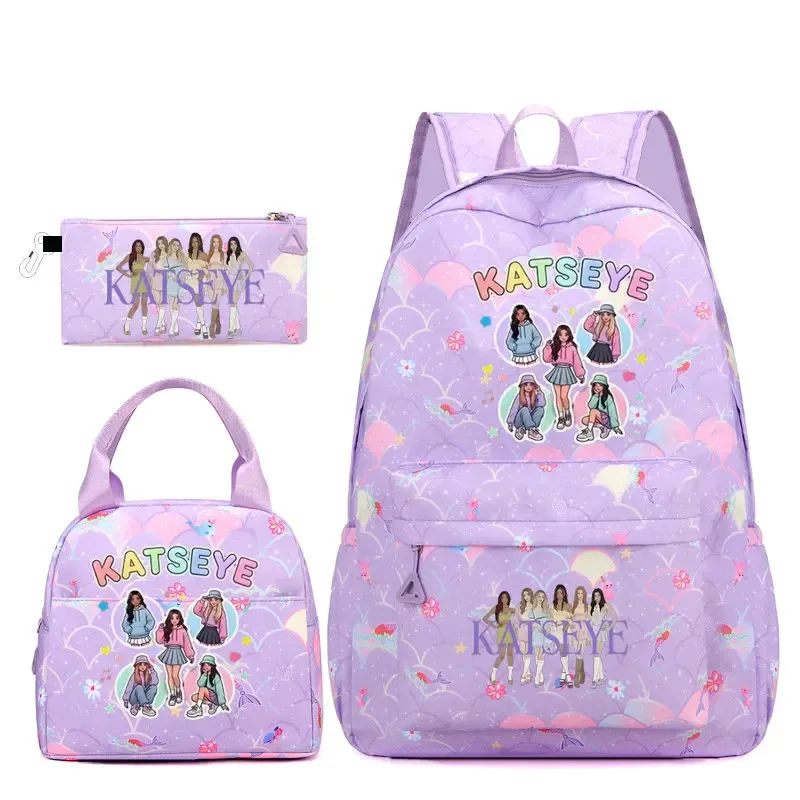 sac dos polyester motifs groupe filles poignée supérieure glissière capacité 20 35 litres unisexe couleurs rose clair violet bleu clair