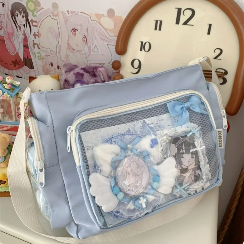 sac à bandoulière transparent simple pour filles, sac à bandoulière d'école de grande capacité, texture confortable et polyvalente, sac ita