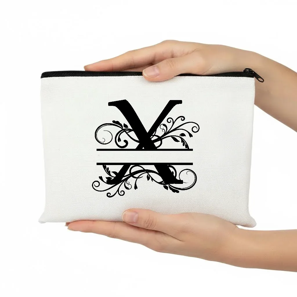 1pc trousse de maquillage personnalisable avec monogramme - pochette de voyage légère, pliable et durable avec fermeture éclair et impression de lettres personnalisées