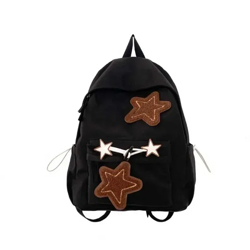 y2k – sac à dos pour ordinateur portable à motif d'étoile pour filles, sac à dos d'école de grande capacité pour adolescentes, sac à dos en velours côtelé, sac à bandoulière à double sangle