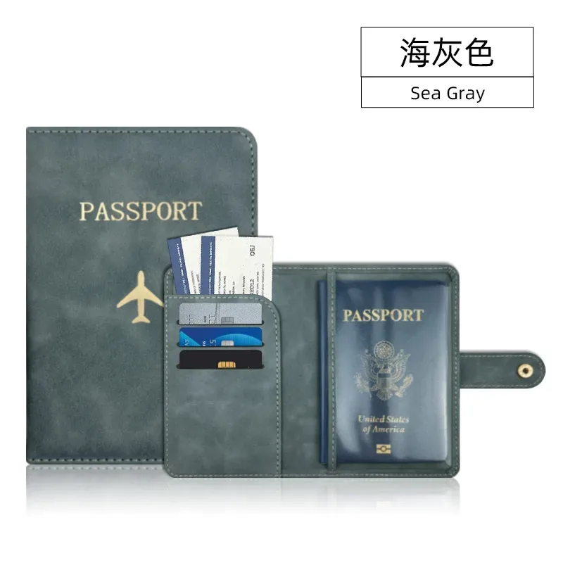 couverture de passeport à loquet d'avion unisexe, couverture de passeport de voyage, porte-carte d'identité, porte-carte de crédit, porte-passeport, accessoires de voyage