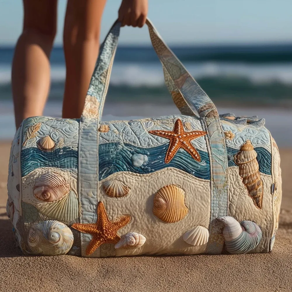 sac de plage matelassé 3d pour hommes et femmes, imprimé en relief y2k, coquillage, palmier, sac de voyage, sac de plage d'été
