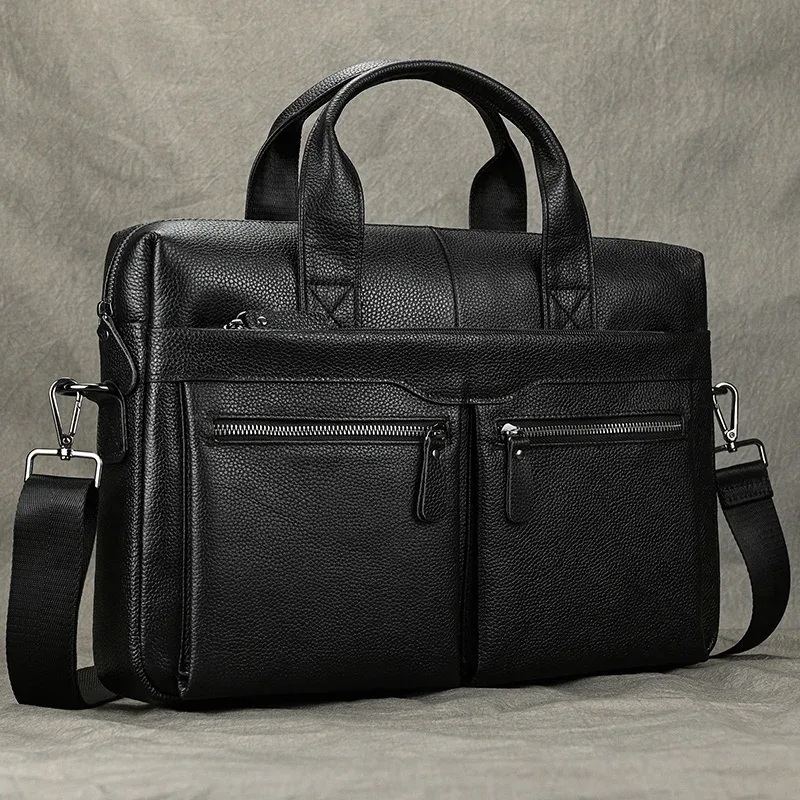 luufan-sac à main en cuir véritable pour homme, sac à bandoulière, sac à main pour ordinateur portable, a4, bureau, affaires, bombes, étui, convient pour pc 15"
