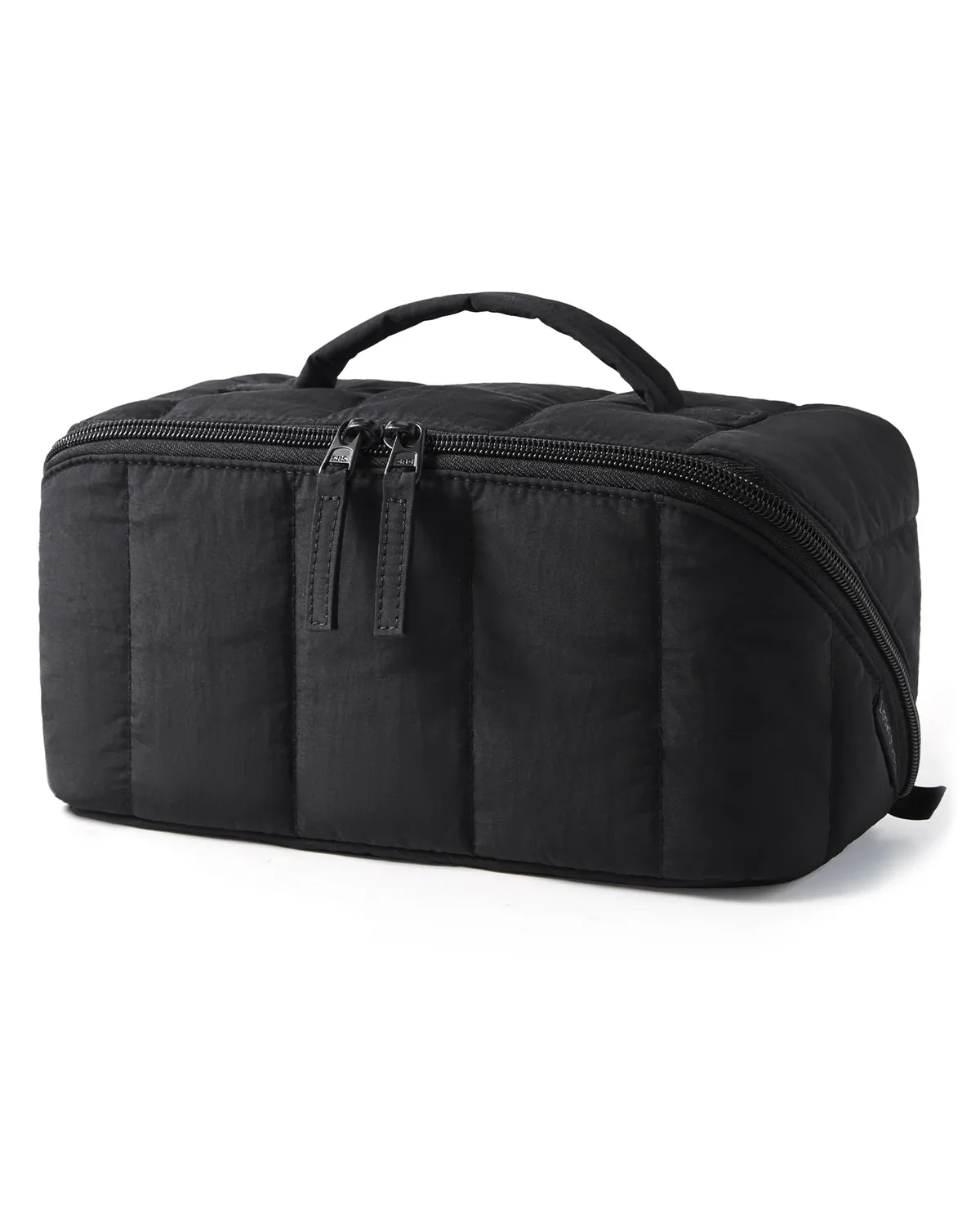 bagsmart trousse de maquillage de voyage matelassée pour femme, ouverture plate, résistante à l'eau, marron, trousse de toilette portable, organiseur de maquillage rembourré