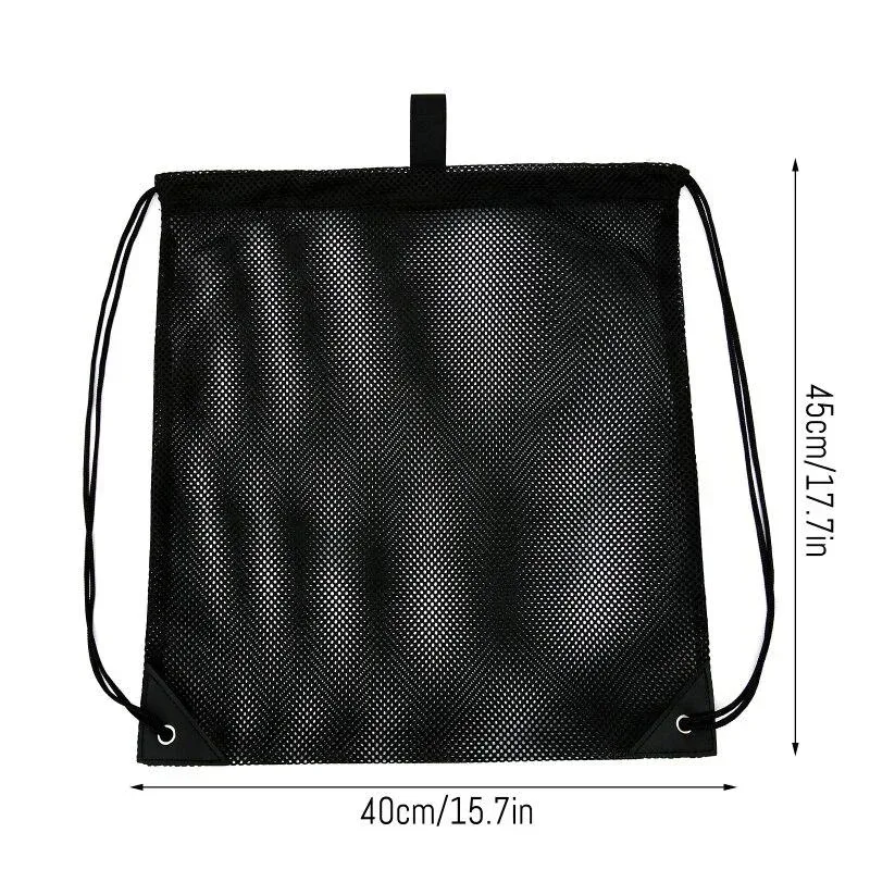 sacs en maille multifonctionnels portables à cordon de serrage, sac à dos en filet de rangement pour sport, basket-ball, 40x45cm, sac d'utilisation en plage en plein air