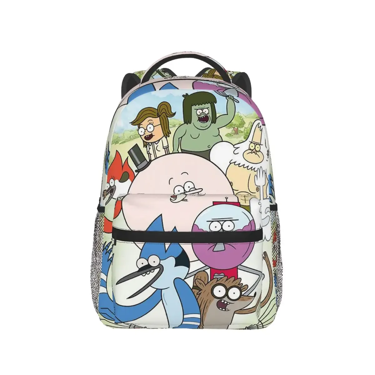 mordecai and rigby regular show – sacs à dos graphiques avec personnages de dessins animés, cartable pour garçons et filles, sacs d'école, sac à dos de voyage, sac à bandoulière