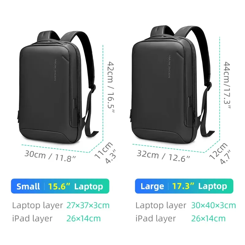 mark ryden – sac à dos d'affaires pour hommes, 15.6/17.3 pouces, sac de travail pour ordinateur portable