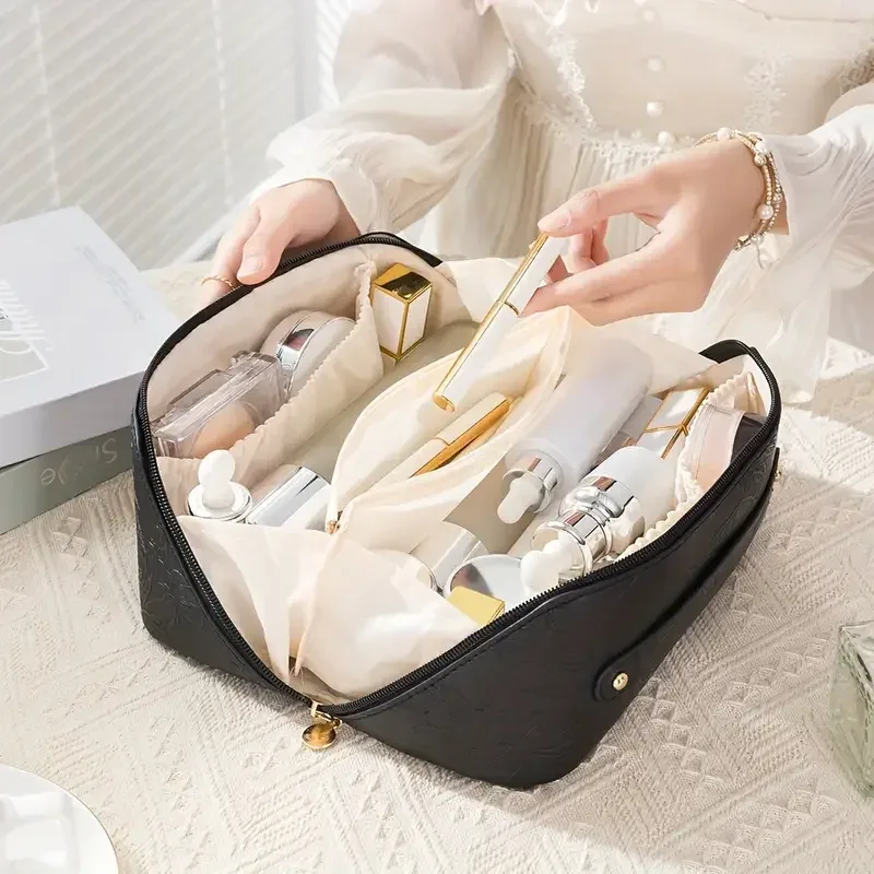 vintage fleur femmes fourre-tout sac cosmétique mode portable oreiller maquillage orgainzer pochette sac de toilette grande capacité voyage sac à fermeture éclair