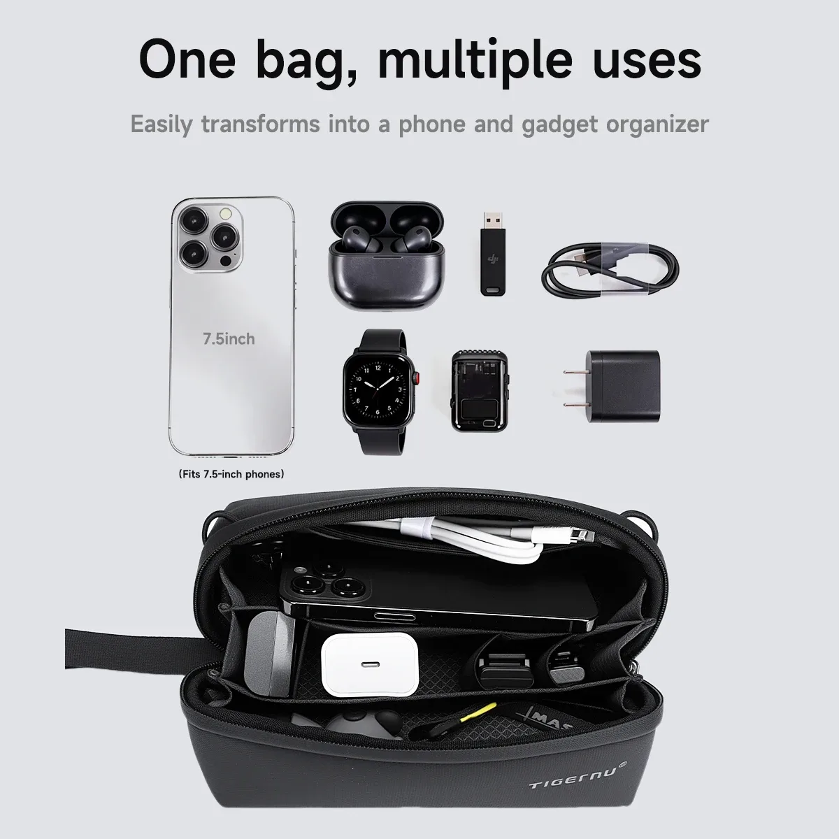 tigernu – petit sac de rangement pour voyage, pochette de voyage pour hommes, sacs à main imperméables en tpu, sac portable pour caméra ptz pocket 3
