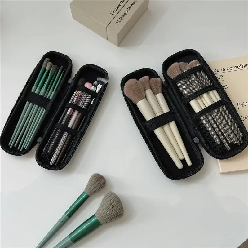sacs de rangement cosmétiques noirs, étanches, à double fermeture éclair, étui pour pinceaux de maquillage, sac pour femmes, porte-pinceaux de voyage portable, étui pour stylos, boîte